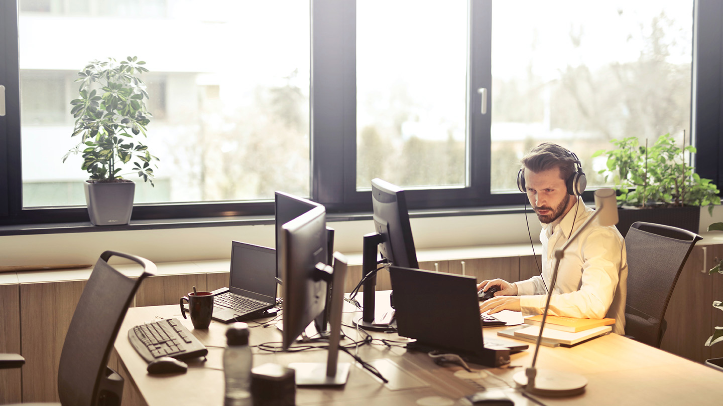 man working in an office traditional