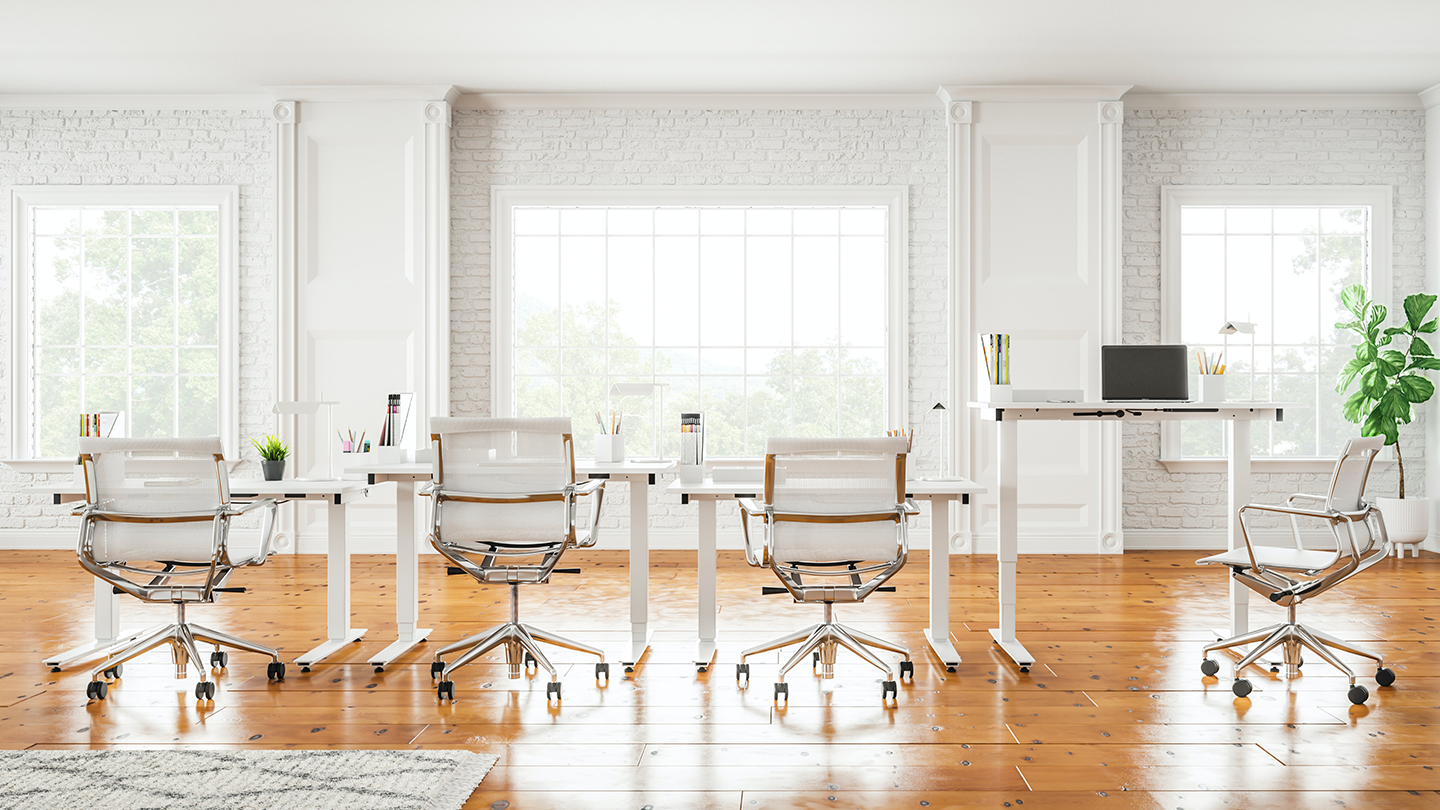 standing desk in an office space